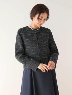 ef-de ツィード調ノーカラージャケット ef-de ツィード調ノーカラージャケット